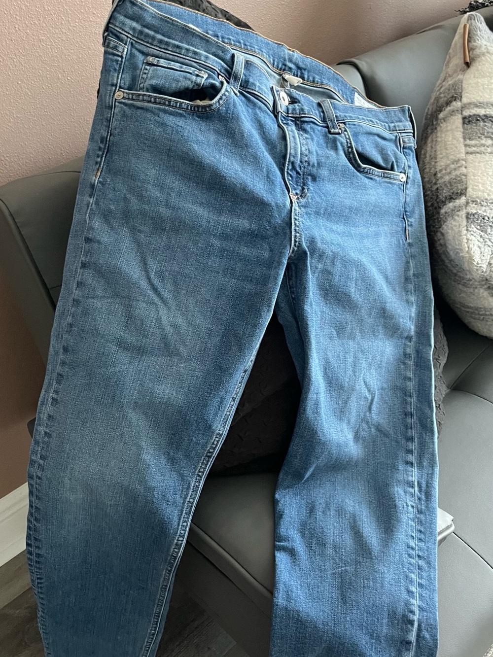 rag & bone Straight-Leg Jeans in Light Blue Denim